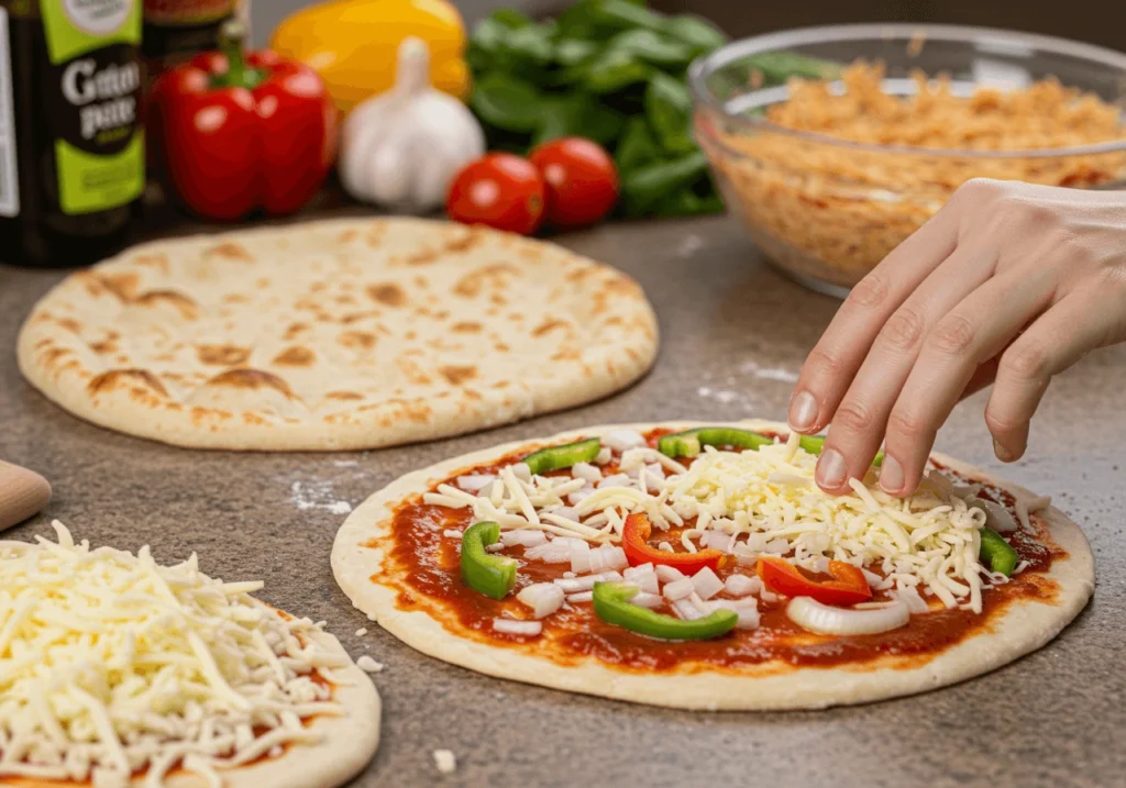 Step-by-step guide to making naan pizza