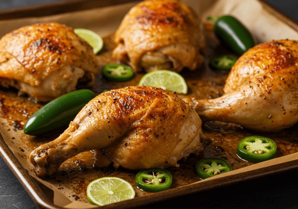 Roasted Jalapeno Chicken on a baking tray