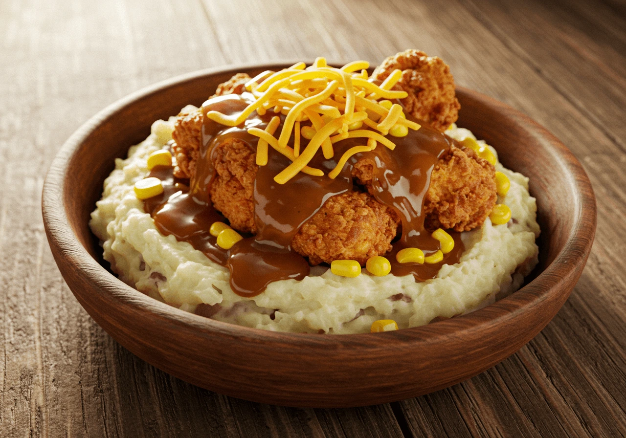 Mashed Potato Bowl with Chicken, Corn, and Gravy