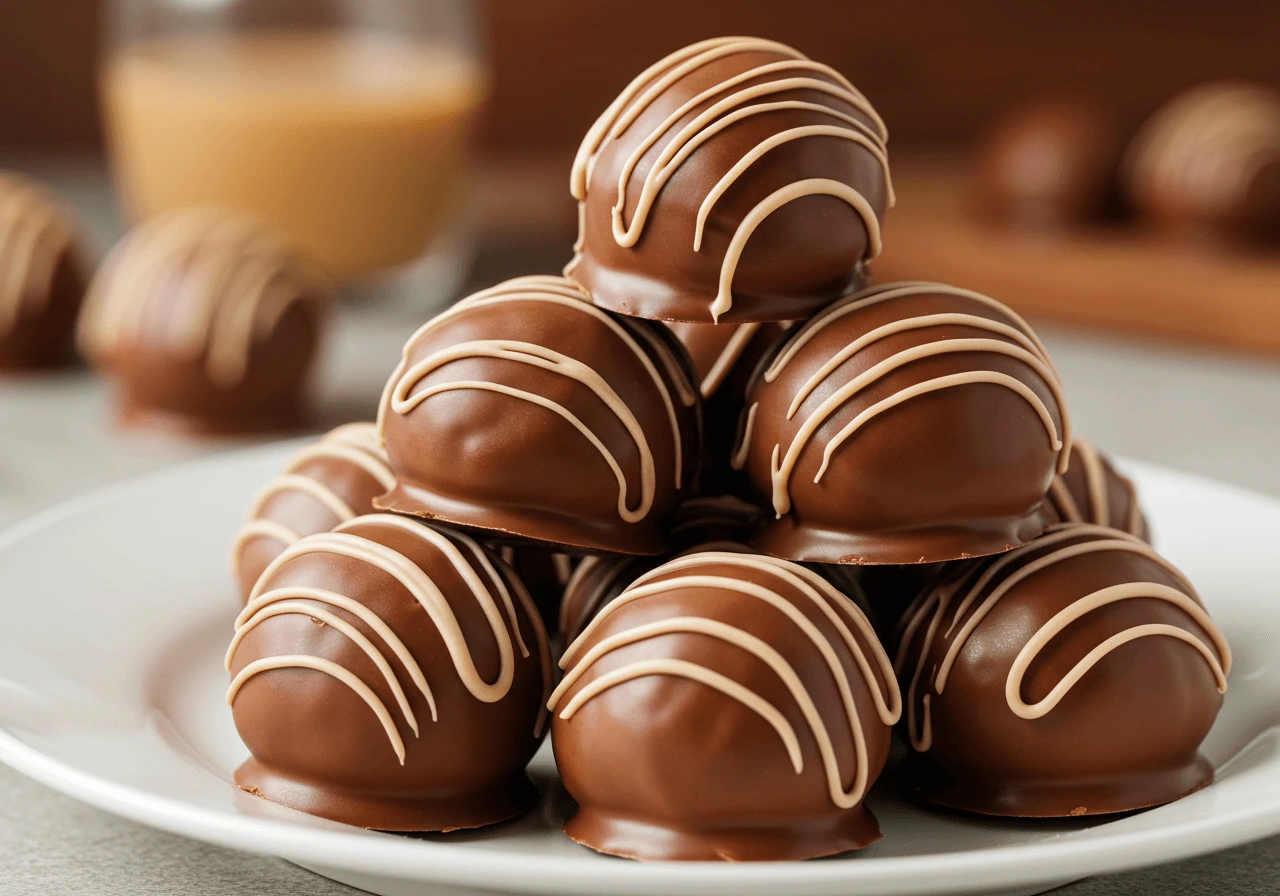 Butterfinger Balls stacked on a plate